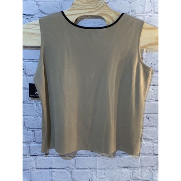 Ming Wang Tan Sleeveless Tank Top Size PL TAUPE/BLACK NEW WITH TAGS Von Maur $48 - Picture 4 of 10
